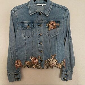 Colour Eighteen Floral Embroidered Denim Jean Jacket